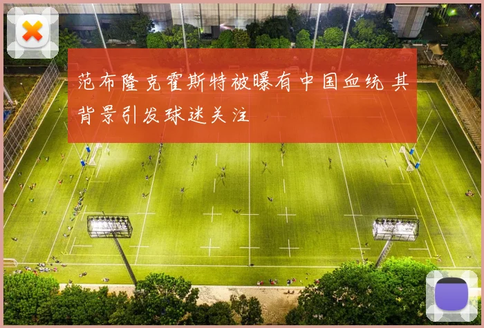 范布隆克霍斯特被曝有中国血统 其背景引发球迷关注